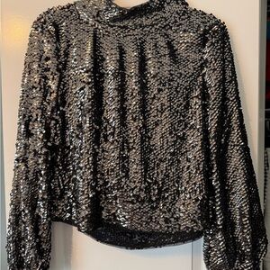 Elegant Black Sequin Blouse